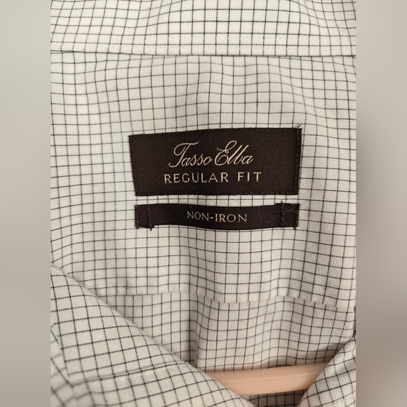 Tasso Elba Button Up Shirt Men's XL White Striped 100% Egyptian Cotton Non Iron - Picture 6 of 7